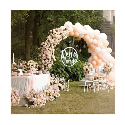 China Large Customized Durable Outdoor Wedding Decoration Metal Silver Semicircle Wedding Ceremony Arch Wedding Flowers Backdrop for sale