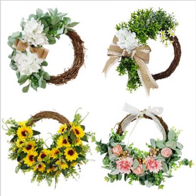 China Wholesale Durable High Quality Garland Factory Price Decorative Artificial Silk Eucalyptus Rose Garlands Plants Flowers And Sunflower for sale