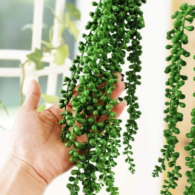 China Fashional Wall Hanging Succulents Plastic Artificial Beads Green Vines Lover Tears Succulent Plants for sale