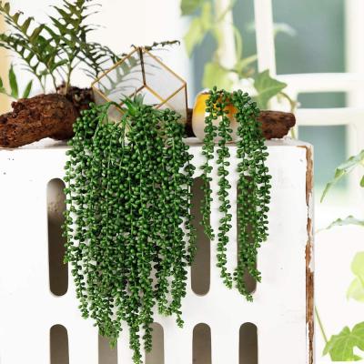 China Artificial Hanging Beads Basket Plant Fashional Vine Succulents Potted Twine for sale