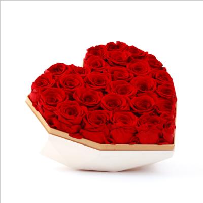 China Durable romantic heart shape charming girlfriend beautiful color preserved rose flower for love valentine's day gift for sale