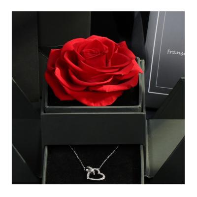 China Durable Factory Price Valentine's Day Preserved Rose Eternal Flowers Jewelry Packing Gift Box In Cubic Box for sale