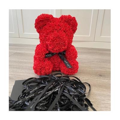 China High quality lovely foam artificial flowers rose teddy bear made in china best gift on valentine's day girlfriend for sale