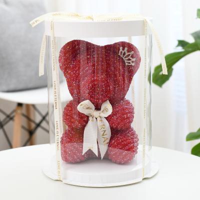 China Durable Rose Teddy Diamond 21cm Teddy Bear With PVC Gift Box As A Gift For Decoration for sale