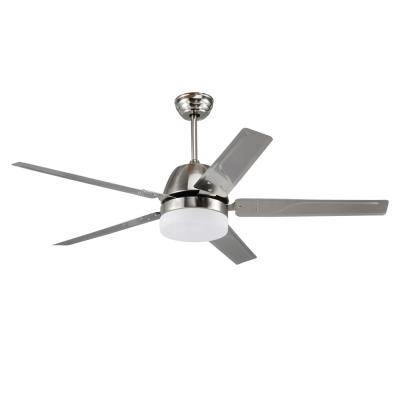 中国 52 inch low power consumption ceiling fan with led light in brushed nickel finish remote control 販売のため