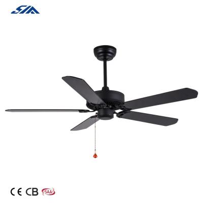 China black color classic ceiling fans with 5 wood blade decor ceiling fan with pull chain for sale