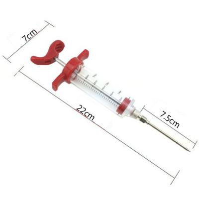 China Easily Cleaned Plastic Marinade Syringe Meat Needle With Red Screw Syringe For BBQ Grill Reusable for sale