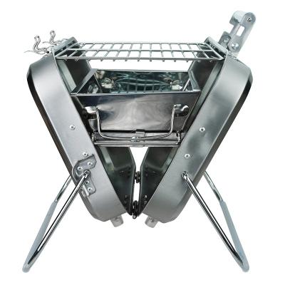 China Easily Assembled BBQ Charcoal BBQ Grill 410 Stainless Steel Grills Outdoor Portable Towel Style Folding Grill for sale