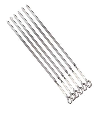 China Easily Cleaned Flat Metal BBQ BBQ Spit Reusable Stainless Steel Grilling Skewers Set For Meat Shrimp Chicken Vegetable for sale