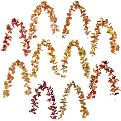 China Europe Halloween Maple Leaf Cane Decoration Thanksgiving Maple Leaves Wreath Artificial Autumn Wall Hanging for sale