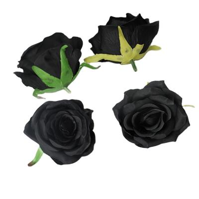 China Hot Selling Fashionable European Rose Artificial Silk Black Rose Wedding Party Shop Home Decor For Wedding Decoration Household Ornaments for sale