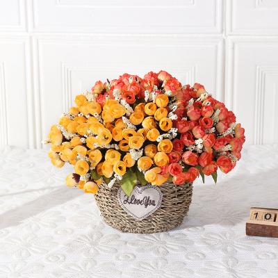 China Popular Amazon Success Artificial Flower Star Buds Artificial European Heads Wedding Home Decoration 15 Inch Roses Wholesale for sale