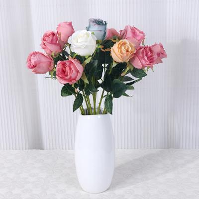 China European Artificial Rose Home Wedding Decor Artificial Rose Bouquet Wholesale European Amazon Silk Bulgarian Hot Seller for sale