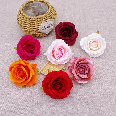 China European Artificial Rose Flower Head Wedding Artificial Western Home Decor 9cm Flower Head Wholesale for sale