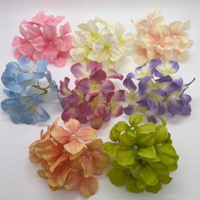 China Wholesale Rustic Artificial Hydrangea Heads Wedding Home Decor Handmade Tied Bouquet New Style Artificial Hydrangea Heads for sale