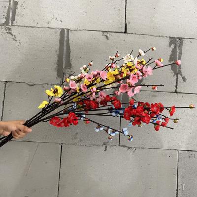 China Wholesale Rustic Artificial Peach Blossom Branch Wedding Home Decor Wintersweet Plum Blossom Artificial Branch for sale