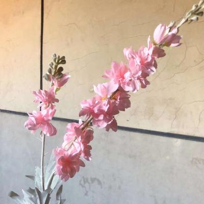 China Flower Arrangement 2 Row Fork Delphinium Hotel Home Decoration Simulation Flower Fashional Artificial Flowers Wedding Flower Flocking Wholesale for sale