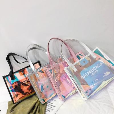 China New Design Fashion Tote Bag Custom Logo PVC Handled Holographic Bags for sale