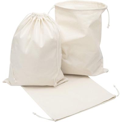 China Custom Eco-Friendly Recyclable Cotton Pouch Organic Muslin Calico Fabric Canvas Drawstring Promotional White Dust Bag Small for sale