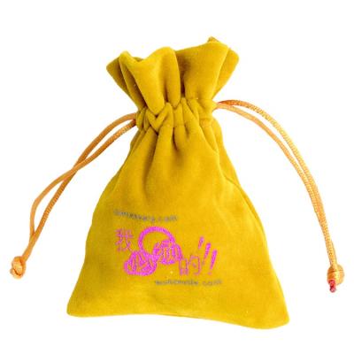 China Printing Logo Velvet Drawstring Jewelry Pouch Safety Personalized Colorful Small Dust Bag for sale