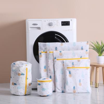 China New Arrival 6 Pieces Per Set Thin Mesh Pineapple Printed Clothing Lingerie Thickened Wash Laundry Bag for sale