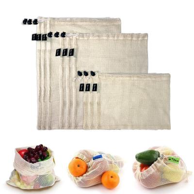 China Small Size Reusable Mesh Bag Fruit Vegetable Cotton Mesh Net Packaging Bags 30X20cm for sale