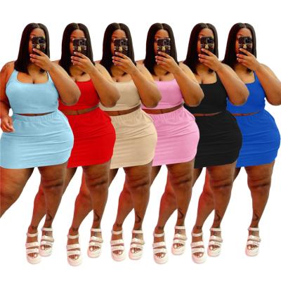 China Viable Newcomer 5XL Plus Size Ladies Outfits Halter Tops Summer Women Skirt Two Piece Set for sale