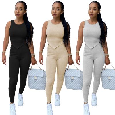 China 2021 New Arrivals Women's QUICK DRY Two Piece Sets Sports Solid Color Women Pants Two Piece Set for sale