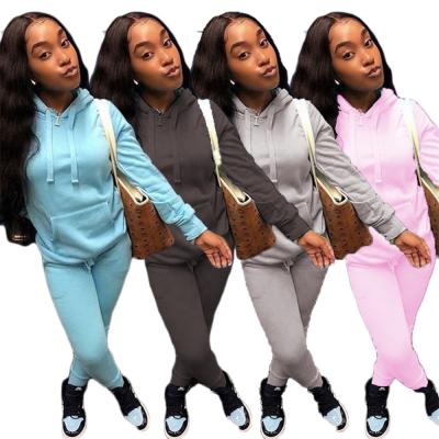 China Anti-wrinkle QZ6626 - new fashion winter fleece hoodie set of 2 piece clothing pants women tracksuits suits for sale