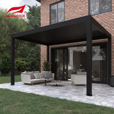 China Automated Smart Outdoor Pergola System Motorized Aluminum Louver Roof Weatherproof Windproof for sale