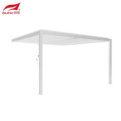 China SUNC 3x3m Wall-mounted Aluminium Manual Louvered Pergola Outdoor Windproof Sun Protection for sale