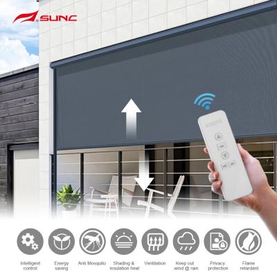 China SUNC Motorized Outdoor Roller Blinds Waterproof Windproof  Electric Ziptrack Screen Blinds for sale