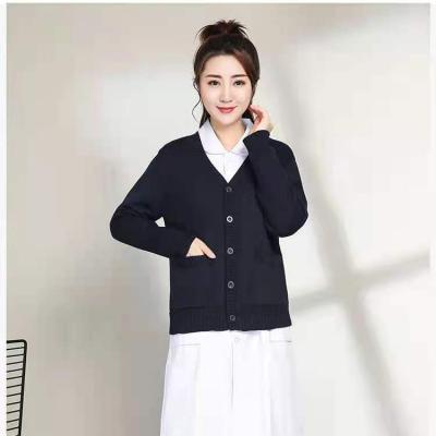 China New style V-neck cardigan good quality sweater for nurse women nurse direct clothing winter warm sweater for sale