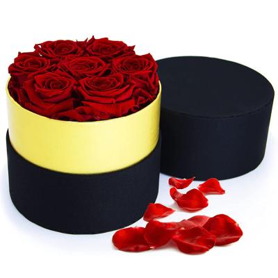 China Anniversary Premium Permanent Handmade Anniversary Preserved Flower Boxes Roses 5-6cm for sale