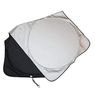 China 2021 Hot Selling Amazon Sports Sunshade For Car 190T Portable Printing Car Windshield Double Circle Sun Shade for sale