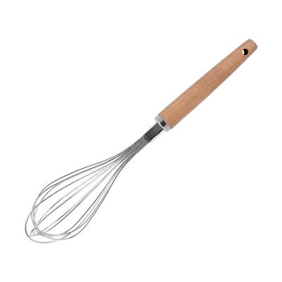 China Sustainable Egg Beater Beater , Balloon Beats Stainless Steel Wire Wood Handled Beater Perfect For Mixing for sale