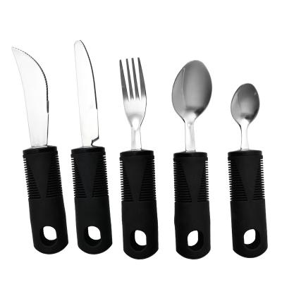 China Disposable Adaptive Utensils for Elderly Silverware for Parkinsons Heavy Stainless Steel Spoon, Fork, Serrated Knife for sale