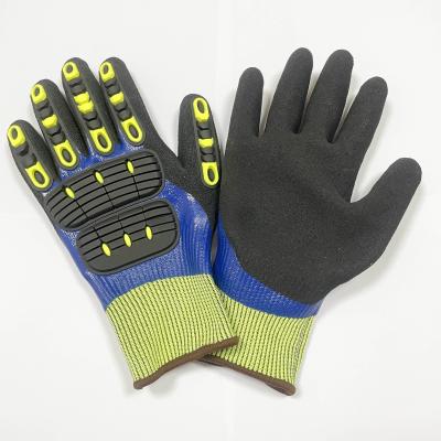 China Logo Full Dipped Work Hppe Custom Wholesale Durable Knitted Mechanic Impact Gloves for sale