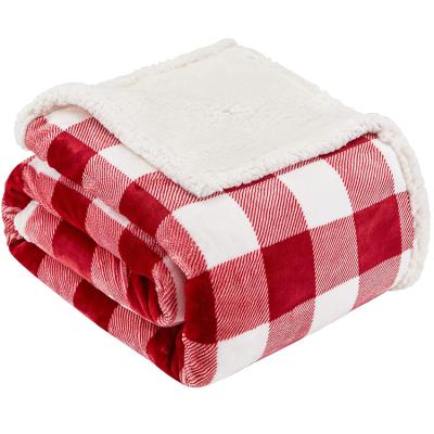 China Plain Soft Warm Plaid Christmas Sherpa Throw Fleece Blanket for sale