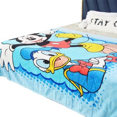 China Custom Printed Single Layer Soft Cartoon Anti-static Coral Fleece Children Animal Blanket for sale