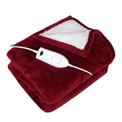 China Size Anti-Static Accept Customized Eelecric Washable Soft Plush Sherpa Flannel Heated Throw Blanket Electric Heating Blanket for sale