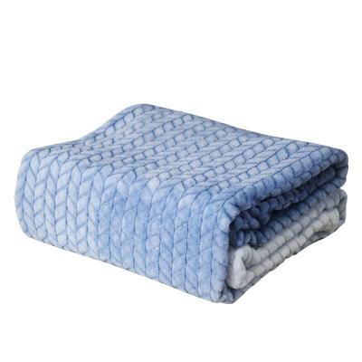 China PORTABLE hot wholesale super soft cheap gradient jacquard throw flannel fleece adult throw blanket for sale