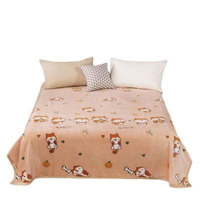 China Anti-pilling Soft Printed Blanket Wholesale Coral Fleece Baby Flannel Throw Bed Blankets With Double Sided for sale