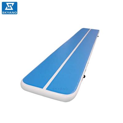 China Blue And White DWF+PVC 5m Length Inflatable Air Gymnastics Track Tumbling Mat for sale