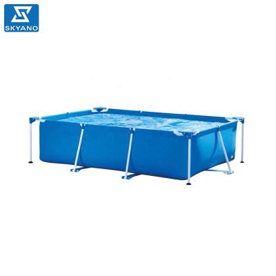 China Heavy Duty PVC And Polyester 3 Side Ply Walls SKYANO Metal Frame Outdoor Swimming Pool for sale