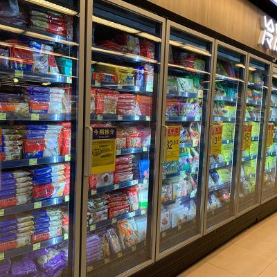 China Single Temperature LED Lighting Deli Freezer High Density Internal Glass Door Multideck Refrigerator for sale