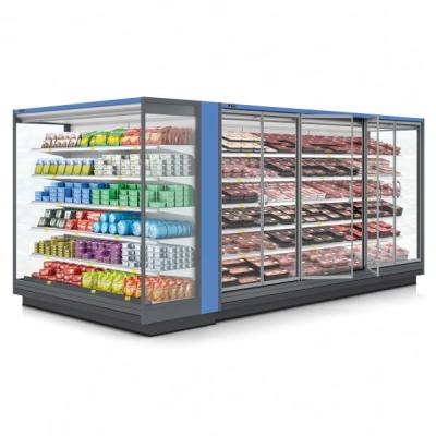 China Single-temperature Attractive Design Wide Door Supermarket Soft Drinks Glass Fridge for sale