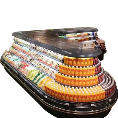 China Open Round Single-Temperature Supermarket Island Fruit And Vegetable Fridge With Air Curtain for sale