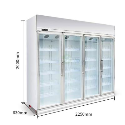 China Single-temperature display fridge with 2 cabinet commercial for drinks display open glass door pepsi cola refigerator cooler for sale