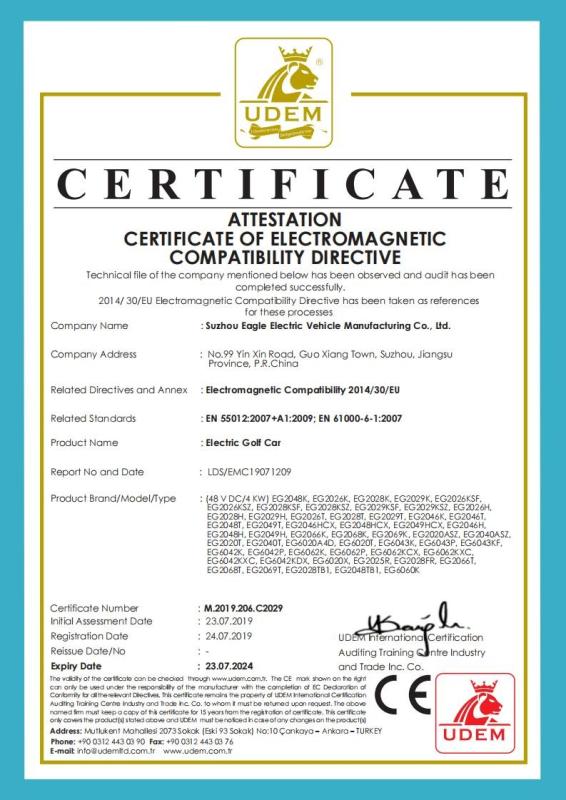 CE - Suzhou Eagle Electric Vehicle Manufacturing Co., Ltd.